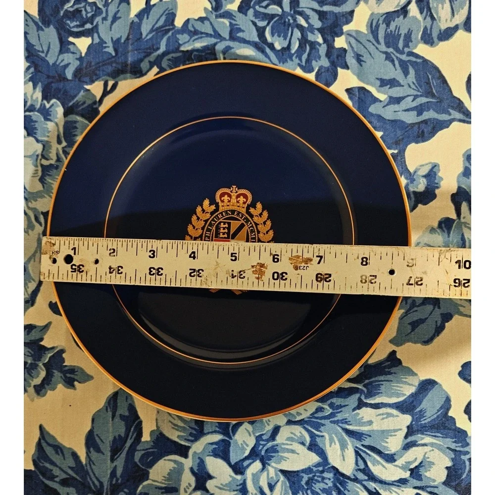Ralph Lauren Estate Crest Accent  Plate Blue Gold